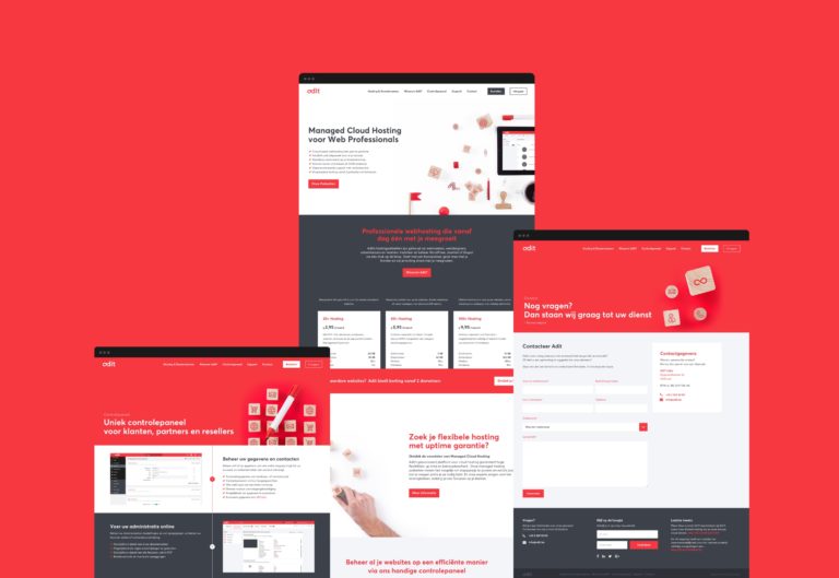 Overview of the main pages of Adit's responsive corporate website.
