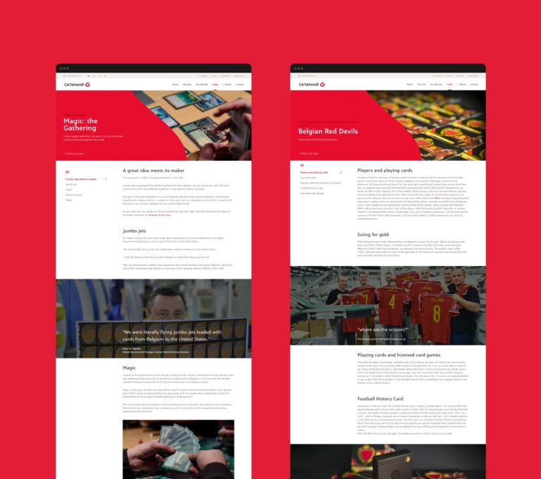 Cartamundi website overzicht. Responsive website, bedrijfswebsite, mobiele website, SEO, Online Branding, website laten maken, grafisch bureau Antwerpen, webdesign, web development