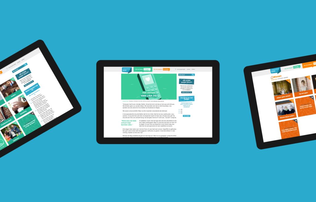 website voor jongeren, responsive website, mobiele website, duidelijke informatiearchitectuur, duidelijke website, website laten maken Antwerpen, huisstijl, online branding,