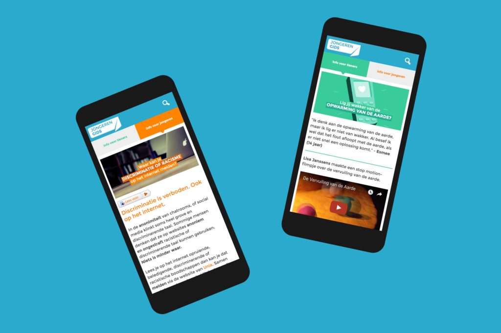 website voor jongeren, responsive website, mobiele website, duidelijke informatiearchitectuur, duidelijke website, website laten maken Antwerpen, huisstijl, online branding,
