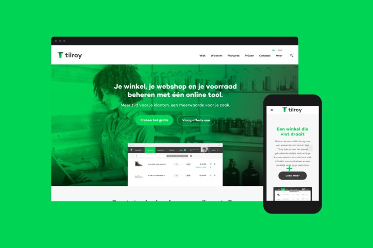 Tilroy's responsive corporate website, seen on a computer and mobile phone.